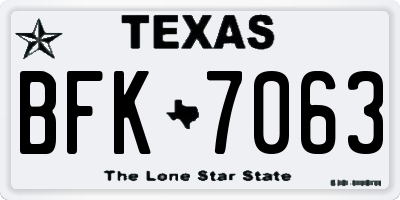 TX license plate BFK7063