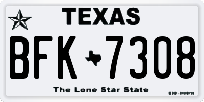 TX license plate BFK7308