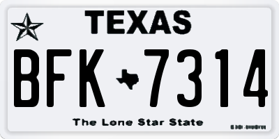 TX license plate BFK7314