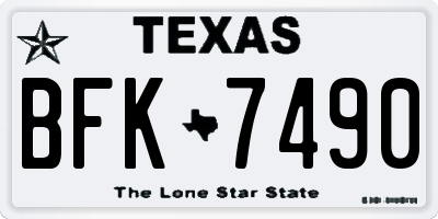 TX license plate BFK7490