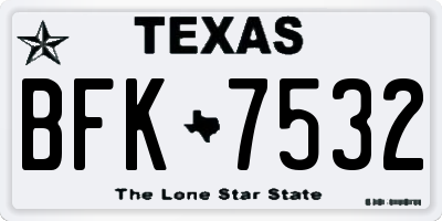 TX license plate BFK7532