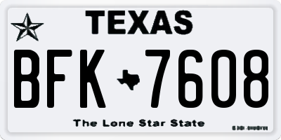 TX license plate BFK7608