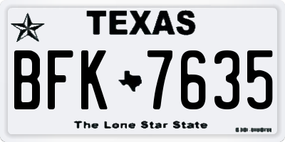 TX license plate BFK7635