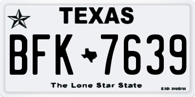 TX license plate BFK7639