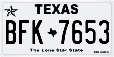 TX license plate BFK7653
