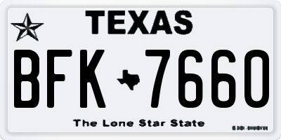 TX license plate BFK7660