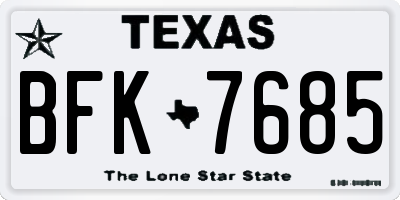 TX license plate BFK7685