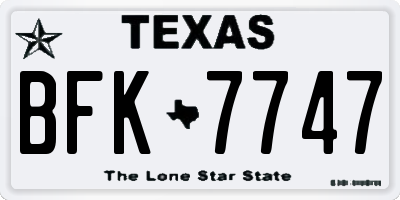TX license plate BFK7747