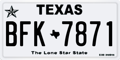 TX license plate BFK7871