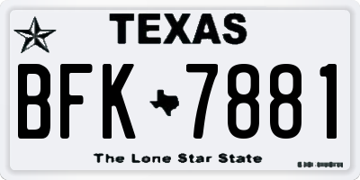 TX license plate BFK7881