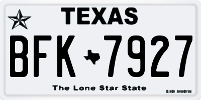 TX license plate BFK7927