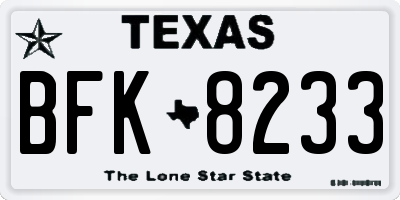 TX license plate BFK8233
