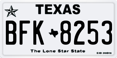 TX license plate BFK8253