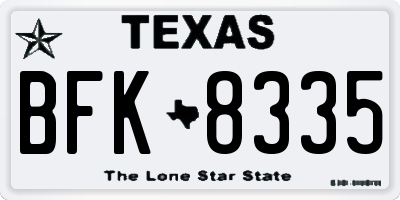 TX license plate BFK8335