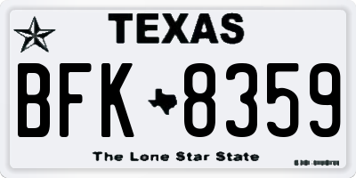 TX license plate BFK8359