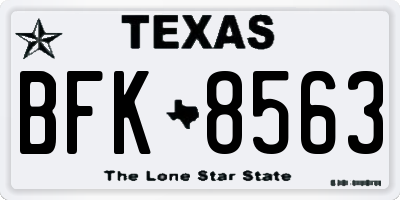 TX license plate BFK8563