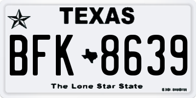 TX license plate BFK8639