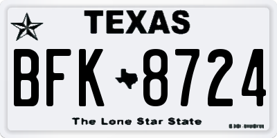 TX license plate BFK8724