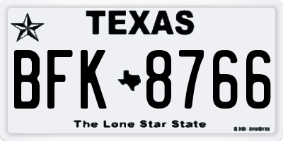 TX license plate BFK8766
