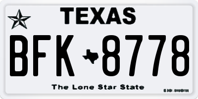 TX license plate BFK8778