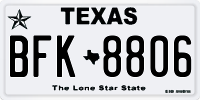 TX license plate BFK8806