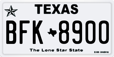 TX license plate BFK8900