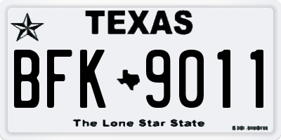 TX license plate BFK9011