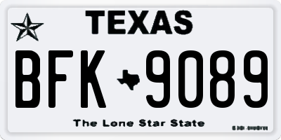 TX license plate BFK9089