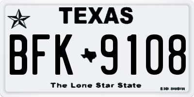 TX license plate BFK9108
