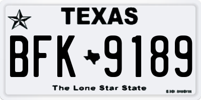 TX license plate BFK9189