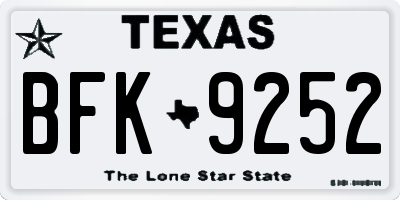 TX license plate BFK9252