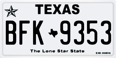 TX license plate BFK9353
