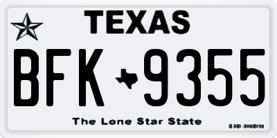 TX license plate BFK9355