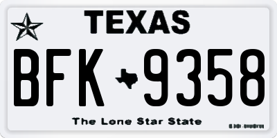 TX license plate BFK9358