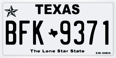 TX license plate BFK9371