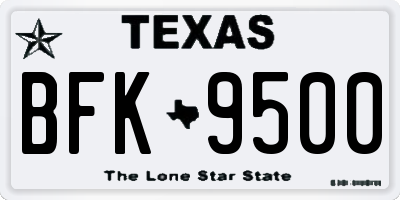 TX license plate BFK9500