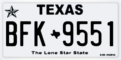 TX license plate BFK9551