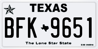 TX license plate BFK9651