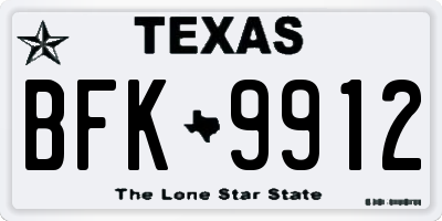 TX license plate BFK9912