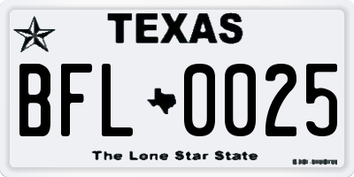 TX license plate BFL0025
