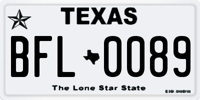 TX license plate BFL0089