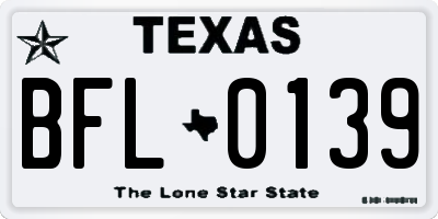 TX license plate BFL0139