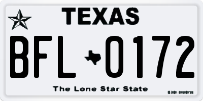 TX license plate BFL0172