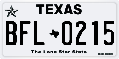 TX license plate BFL0215