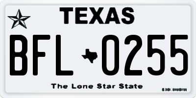 TX license plate BFL0255