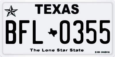 TX license plate BFL0355