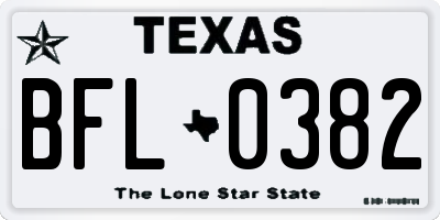TX license plate BFL0382