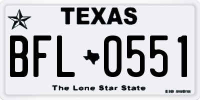 TX license plate BFL0551