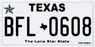 TX license plate BFL0608