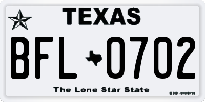 TX license plate BFL0702